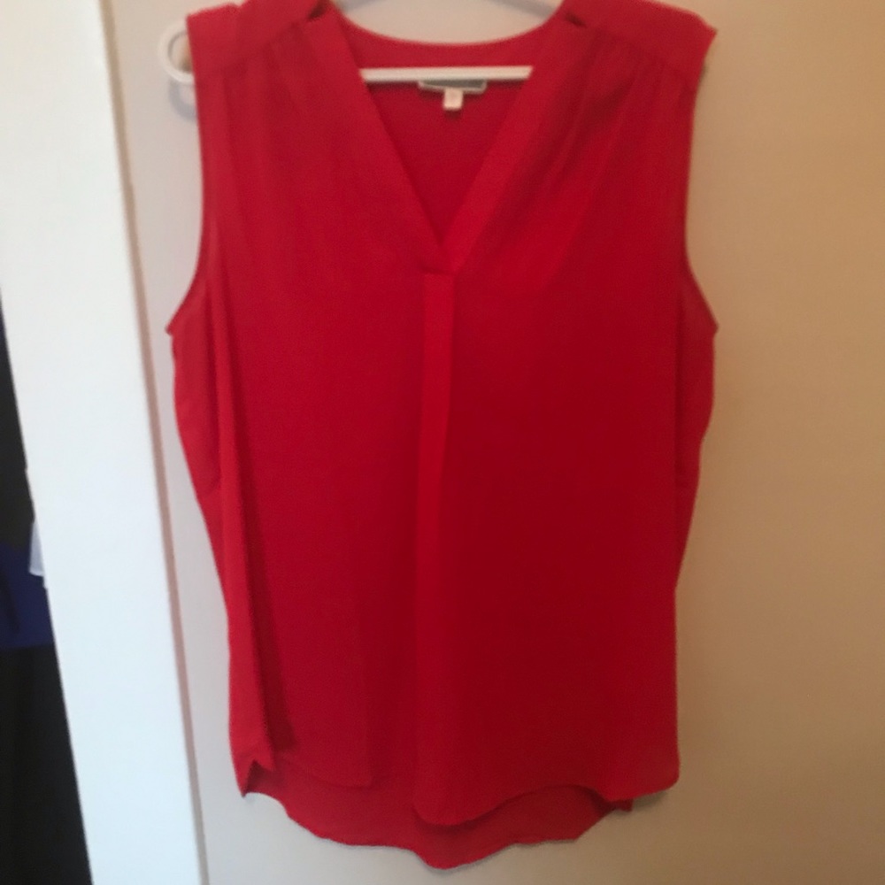 Red sleeveless top